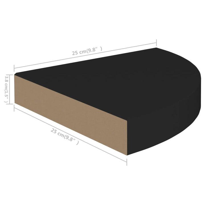 Eck-Schweberegal 25X25X3,8 Cm Mdf Schwarz