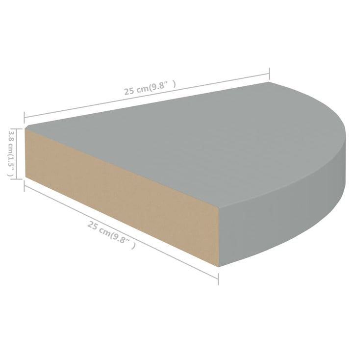 Eck-Schweberegale 4 Stk. 25X25X3,8 Cm Mdf Grau