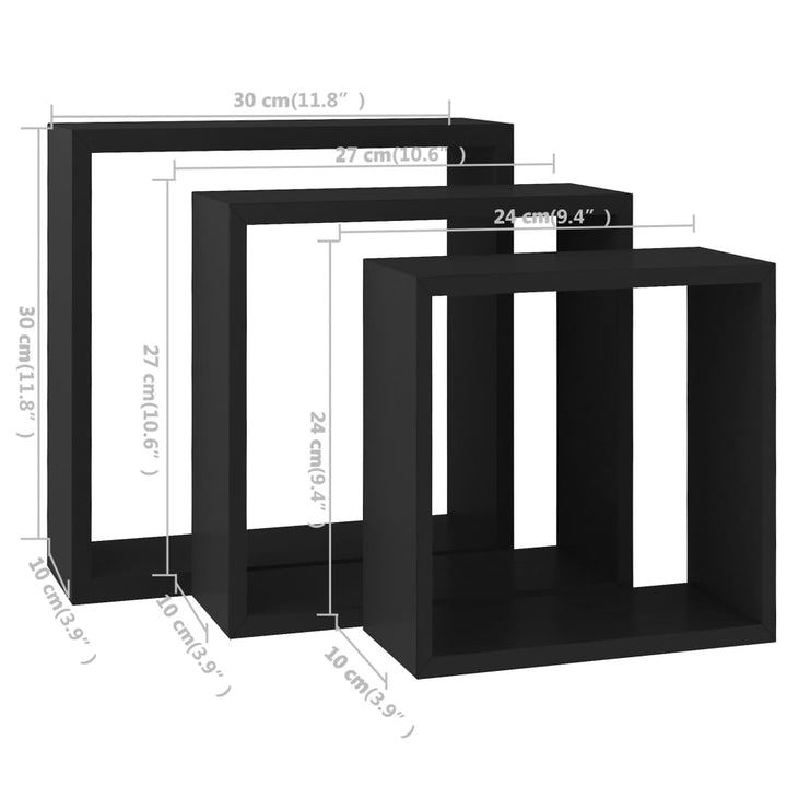 Würfelregale 3 Stk. Mdf Schwarz