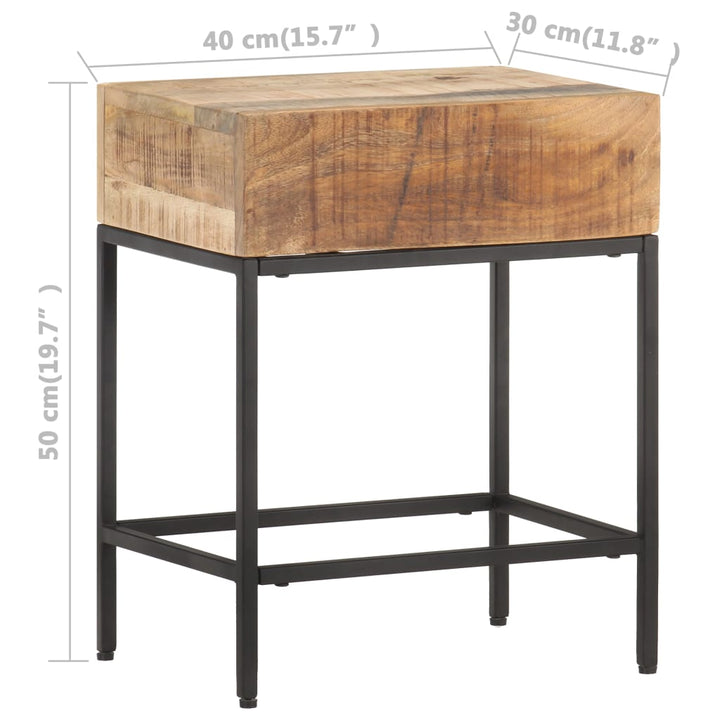 Beistelltisch 40X30X50 Cm Raues Mango-Massivholz