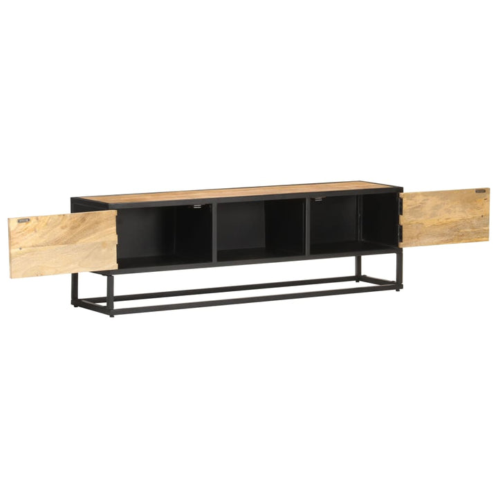 Tv-Schrank Mit Geschnitzter Tür 130X30X40 Cm Raues Mangoholz