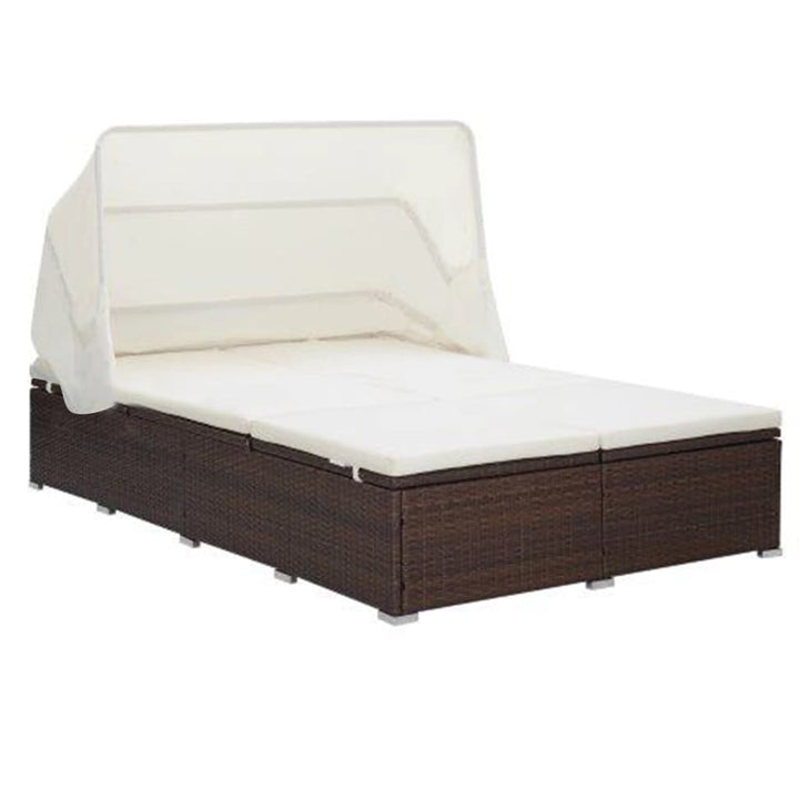 2-Personen-Sonnenliege Mit Auflage Poly Rattan