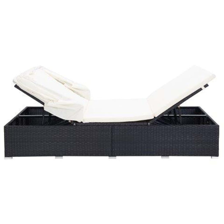 2-Personen-Sonnenliege Mit Auflage Poly Rattan