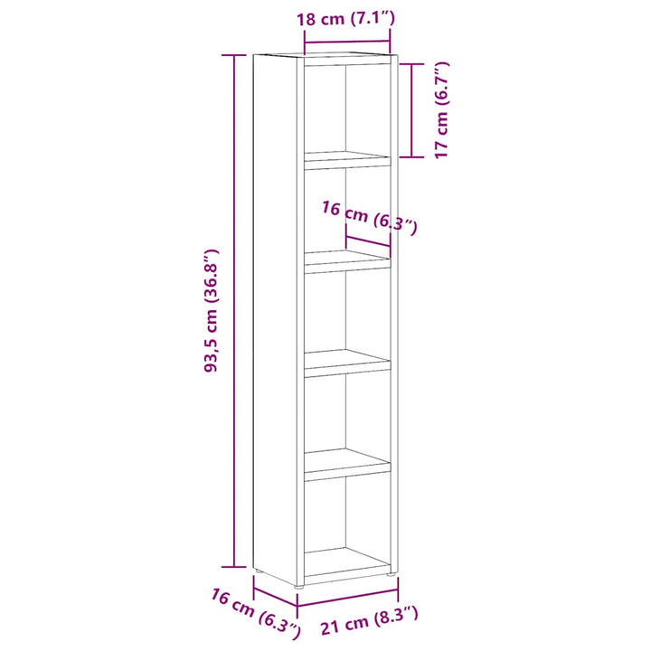 Cd-Regale 2 Stk. 21X16X93,5 Cm Holzwerkstoff