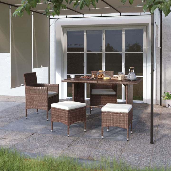 4-Tlg. Gartenstuhl Und Hocker Set Poly Rattan