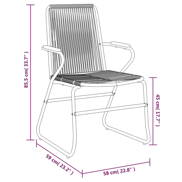 Gartenstühle 2 Stk. Schwarz 58X59X85,5 Cm Pvc Rattan