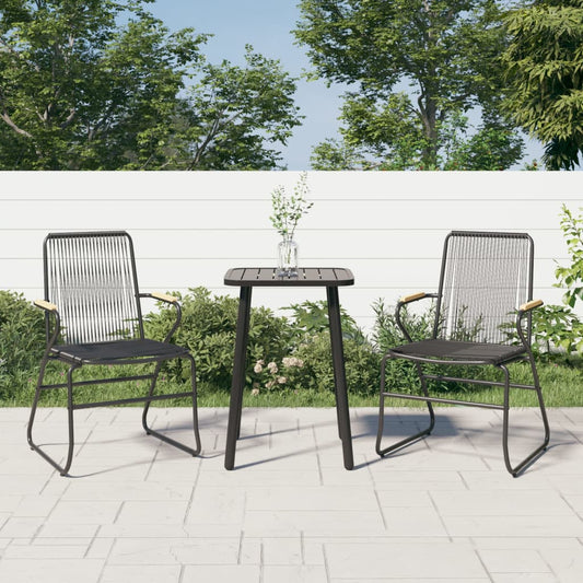 Gartenstühle 2 Stk. Schwarz 58X59X85,5 Cm Pvc Rattan