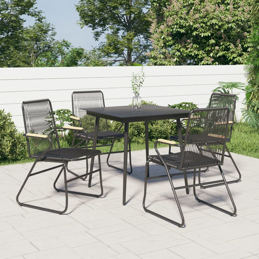 Gartenstühle 4 Stk. Schwarz 58X59X85,5 Cm Pvc Rattan