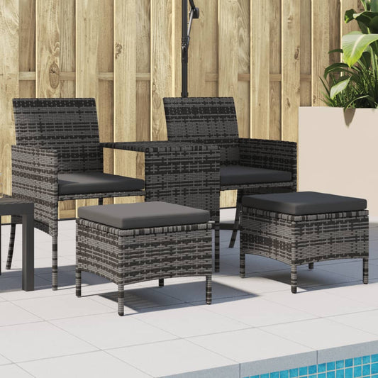 2-Sitzer-Gartensofa Mit Teetisch Und Hocker Poly Rattan