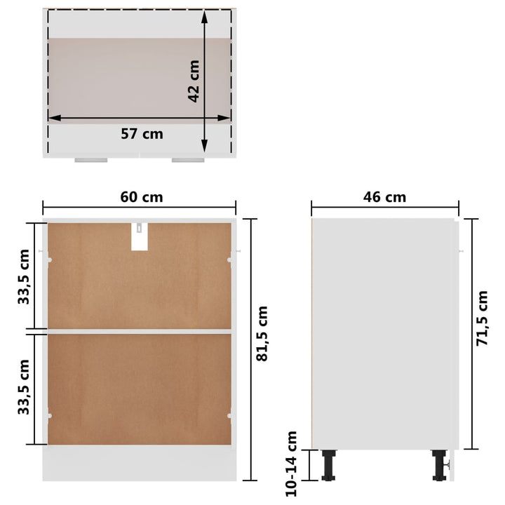 Unterschrank 60X46X81,5 Cm Holzwerkstoff Weiß