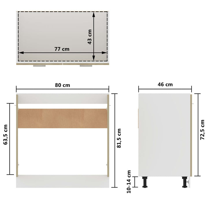 Spülenunterschrank Sonoma-Eiche 80X46X81,5 Cm Holzwerkstoff