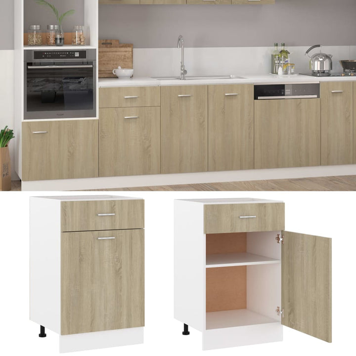 Schubunterschrank Sonoma-Eiche 50X46X81,5 Cm Holzwerkstoff Sonoma Eiche