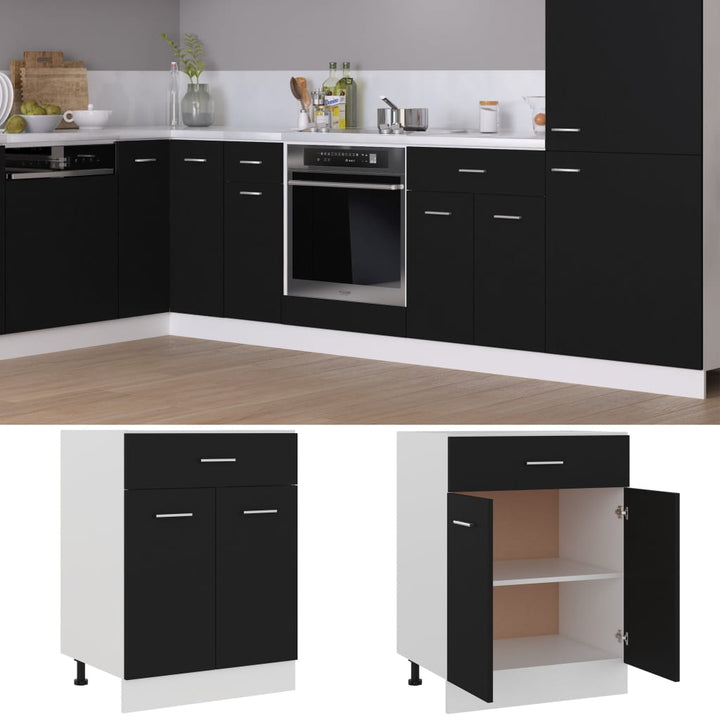 Schubunterschrank 60X46X81,5 Cm Holzwerkstoff Schwarz