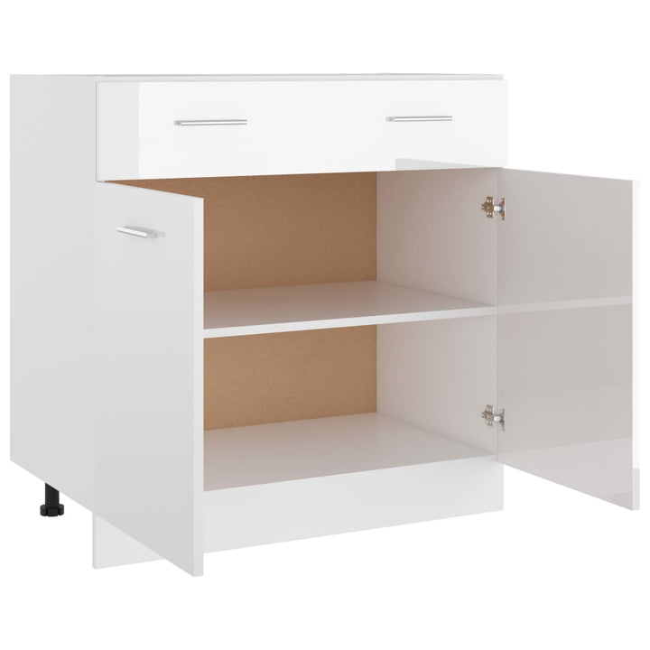 Schubunterschrank 80X46X81,5 Cm Holzwerkstoff Hochglanz-Weiß