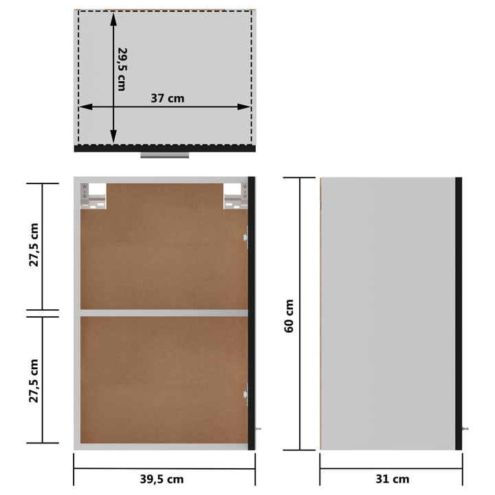 Hängeschrank 39,5X31X60 Cm Holzwerkstoff Schwarz