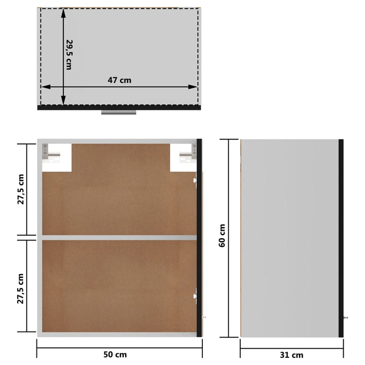 Hängeschrank 50X31X60 Cm Holzwerkstoff Schwarz