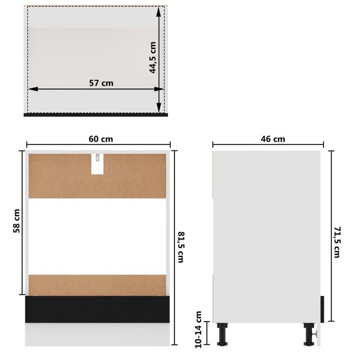 Herdumbauschrank 60X46X81,5 Cm Holzwerkstoff Schwarz