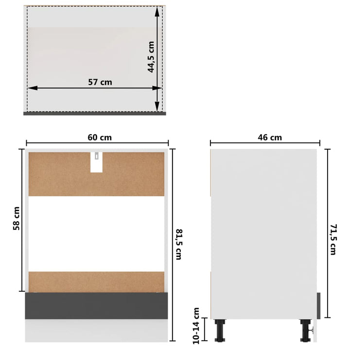 Herdumbauschrank 60X46X81,5 Cm Holzwerkstoff Grau