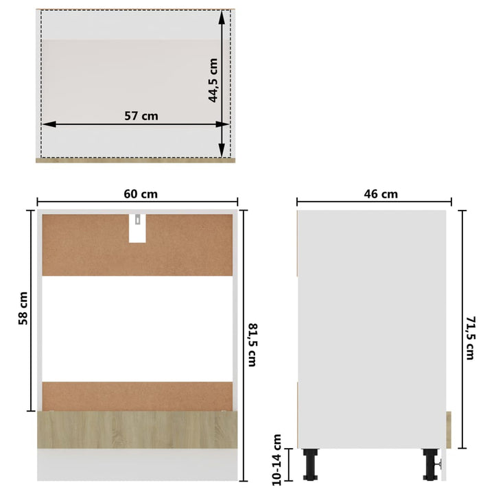 Herdumbauschrank Sonoma-Eiche 60X46X81,5 Cm Holzwerkstoff Sonoma Eiche