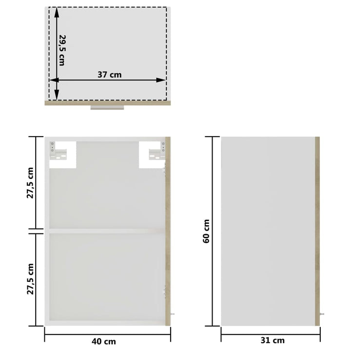 Hängeglasschrank Sonoma-Eiche 40X31X60 Cm Holzwerkstoff Sonoma Eiche