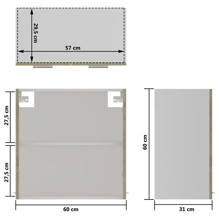 Hängeglasschrank Sonoma-Eiche 60X31X60 Cm Holzwerkstoff Sonoma Eiche