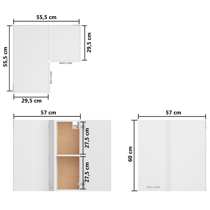 Eckhängeschrank 57X57X60 Cm Holzwerkstoff Weiß