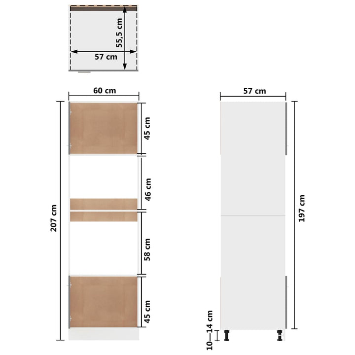 Mikrowellenumbauschrank 60X57X207 Cm Holzwerkstoff Weiß