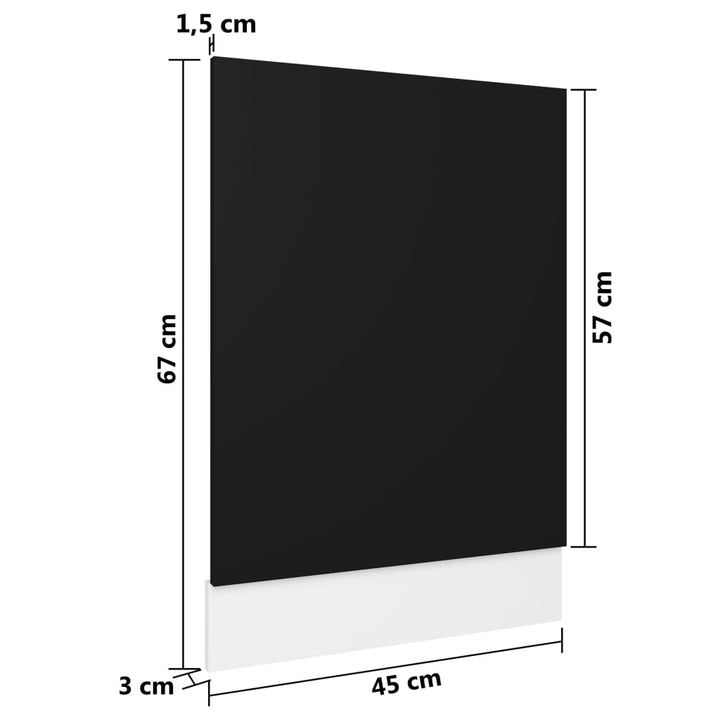 Geschirrspülerblende 45X3X67 Cm Holzwerkstoff Schwarz