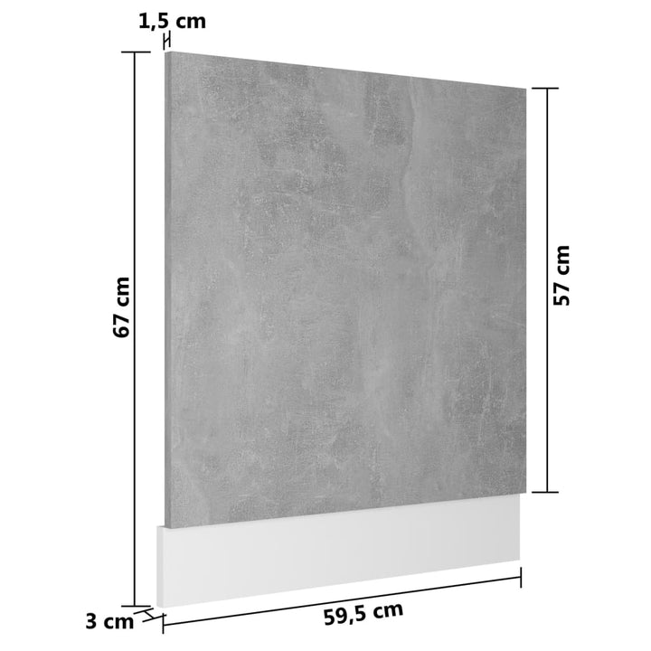 Geschirrspülerblende 59,5X3X67 Cm Holzwerkstoff Betongrau