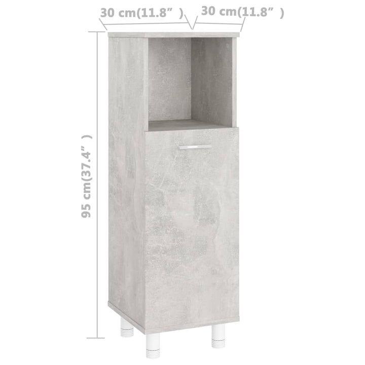 Badezimmerschrank Betongrau 30X30X95 Cm Holzwerkstoff