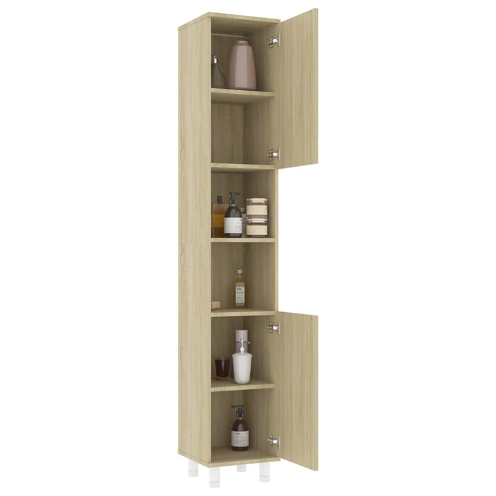 Badezimmerschrank Sonoma-Eiche 30X30X179 Cm Holzwerkstoff