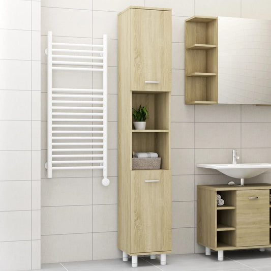 Badezimmerschrank Sonoma-Eiche 30X30X179 Cm Holzwerkstoff