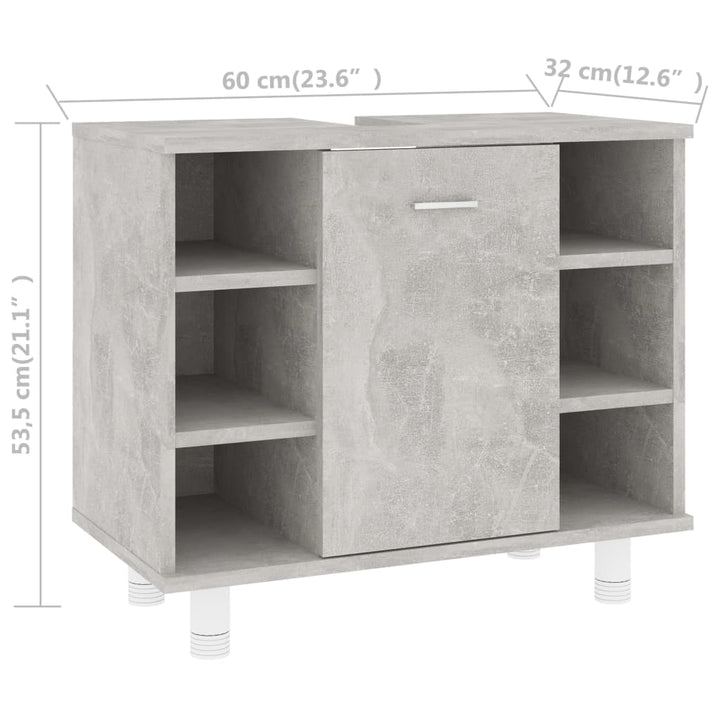 Badezimmerschrank Betongrau 60X32X53,5 Cm Holzwerkstoff