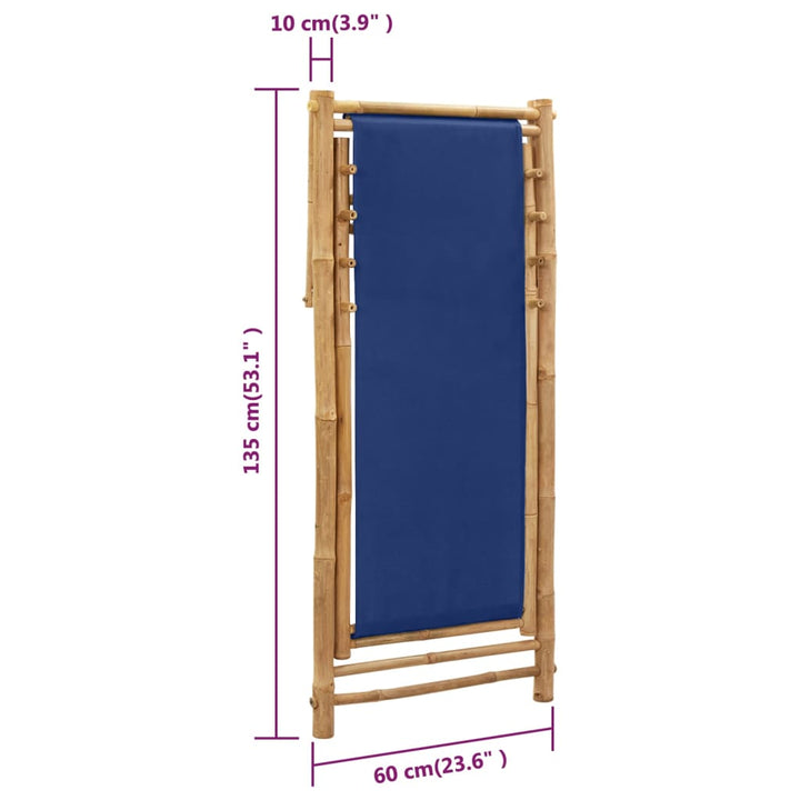 Liegestuhl Bambus Und Canvas Marine