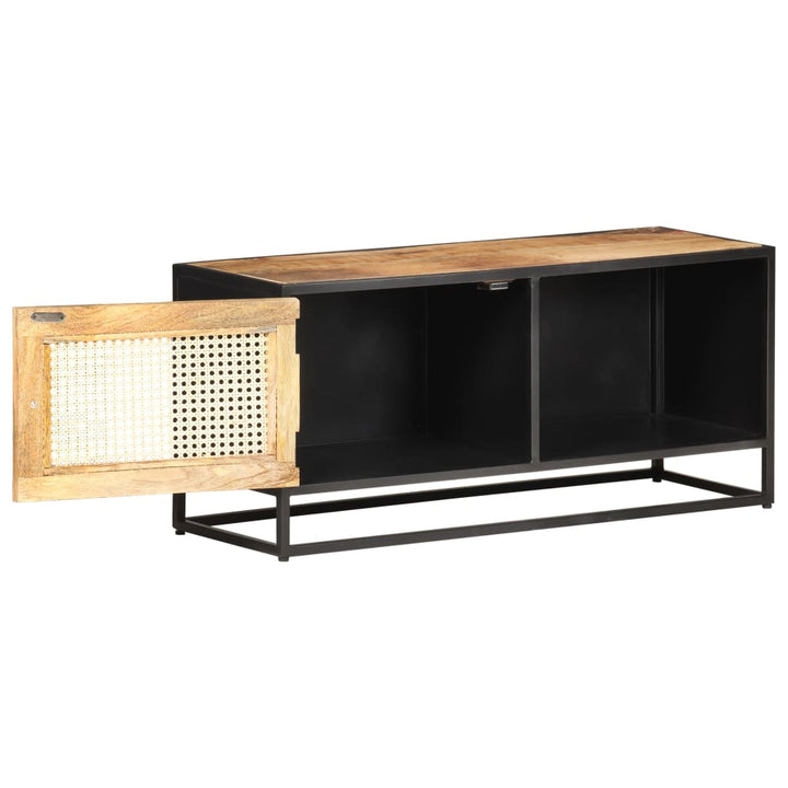 Tv-Schrank 90X30X40 Cm Raues Mangoholz Und Wiener Geflecht