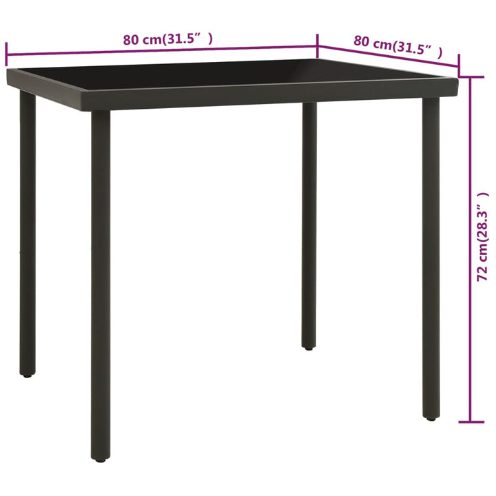 Garten-Esstisch 80X80X72 Cm Glas Und Stahl