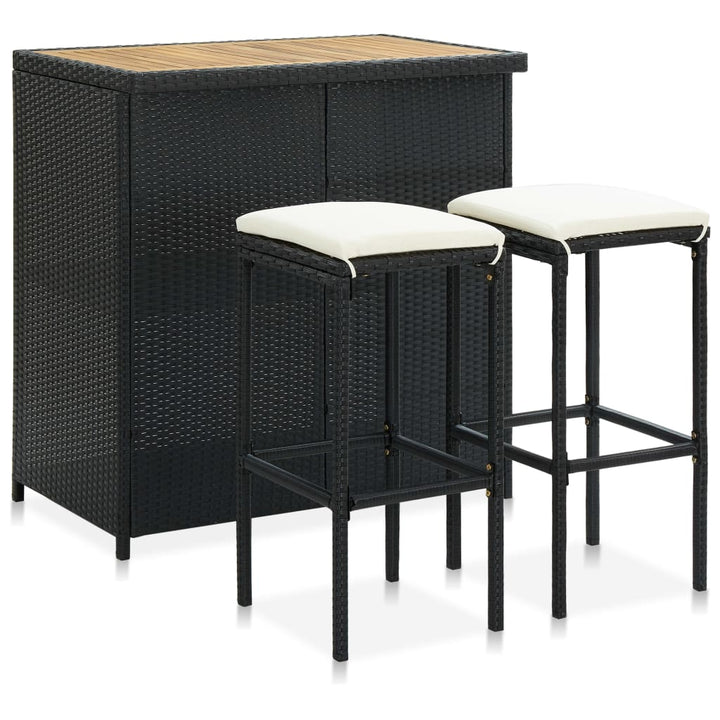 3-Tlg. Bar Set Poly Rattan