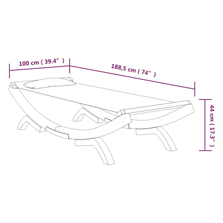 Sonnenliege 100X188,5X44 Cm Bugholz Massiv