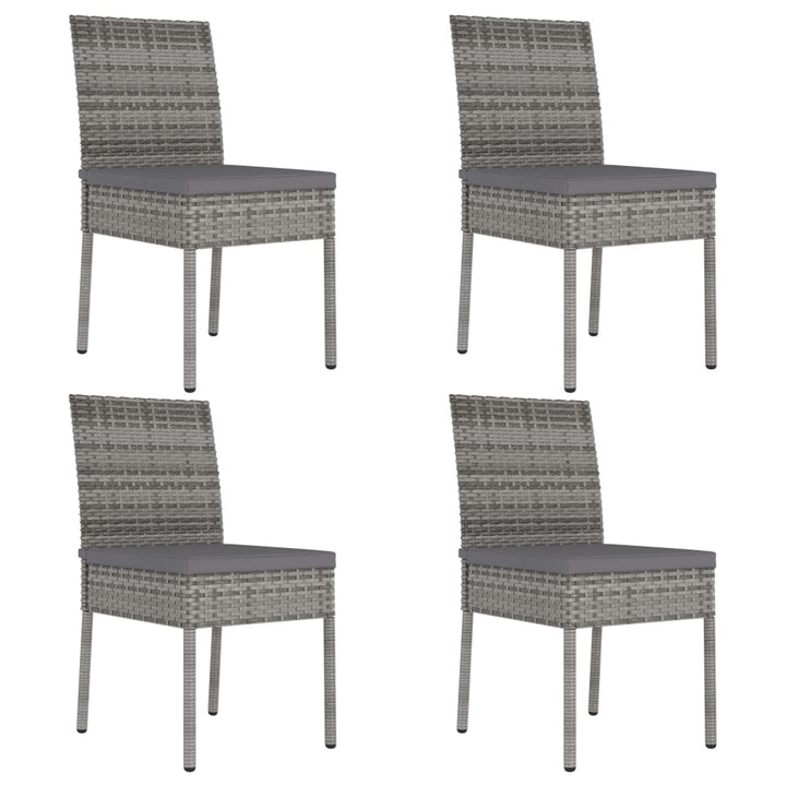 Garten-Essstühle 2 Stk. Poly Rattan Grau