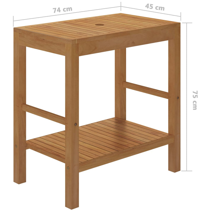 Waschtisch Massivholz Teak Mit Waschbecken Marmor