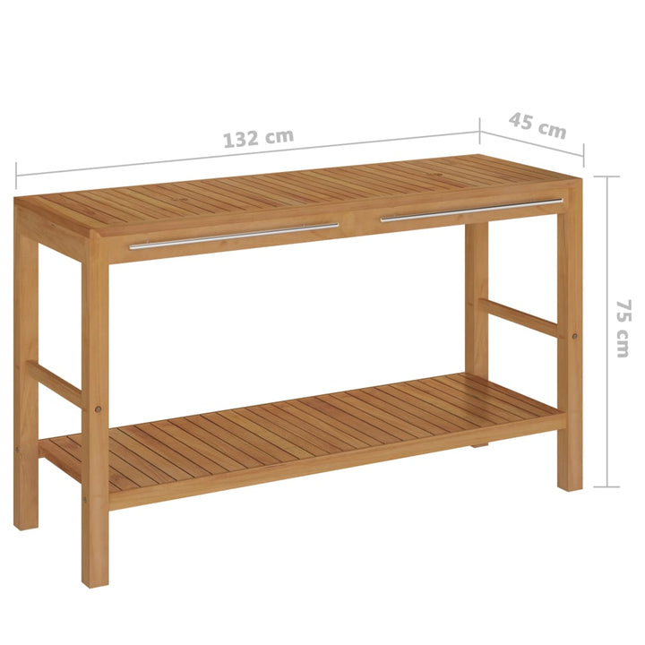 Waschtisch Massivholz Teak Mit Waschbecken Marmor