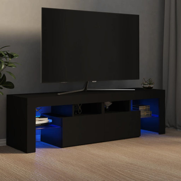 Tv-Schrank Mit Led-Leuchten Schwarz Eichen-Optik 140X36,5X40 Cm