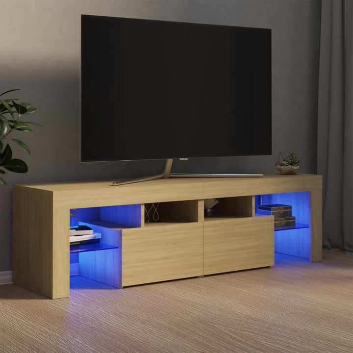 Tv-Schrank Mit Led-Leuchten Schwarz Eichen-Optik 140X36,5X40 Cm