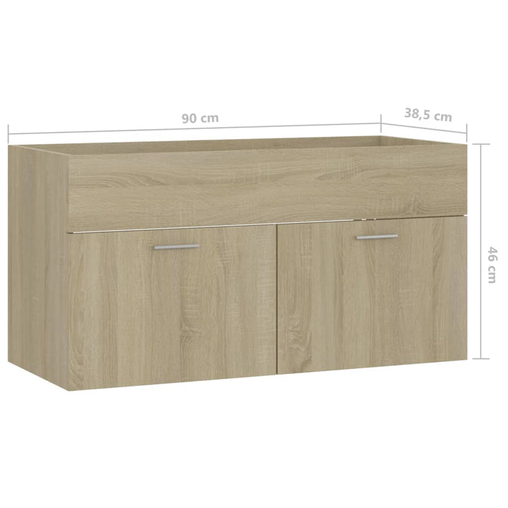 Waschbeckenunterschrank Sonoma-Eiche 90X38,5X46Cm Holzwerkstoff