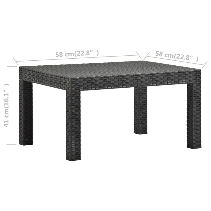 Gartentisch Anthrazit 58X58X41 Cm Pp Rattan Schwarz