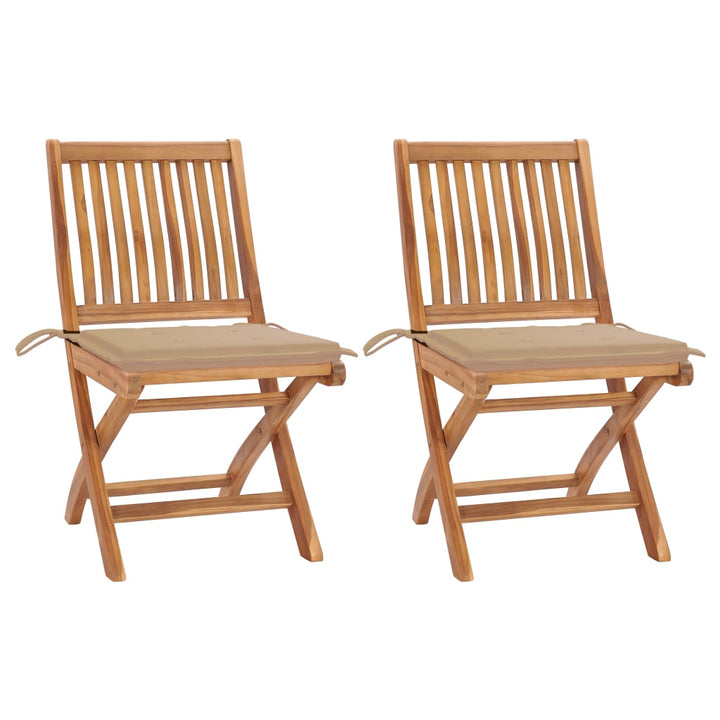 Klappbare Gartenstühle Mit Kissen 4 Stk. Massivholz Teak Beige