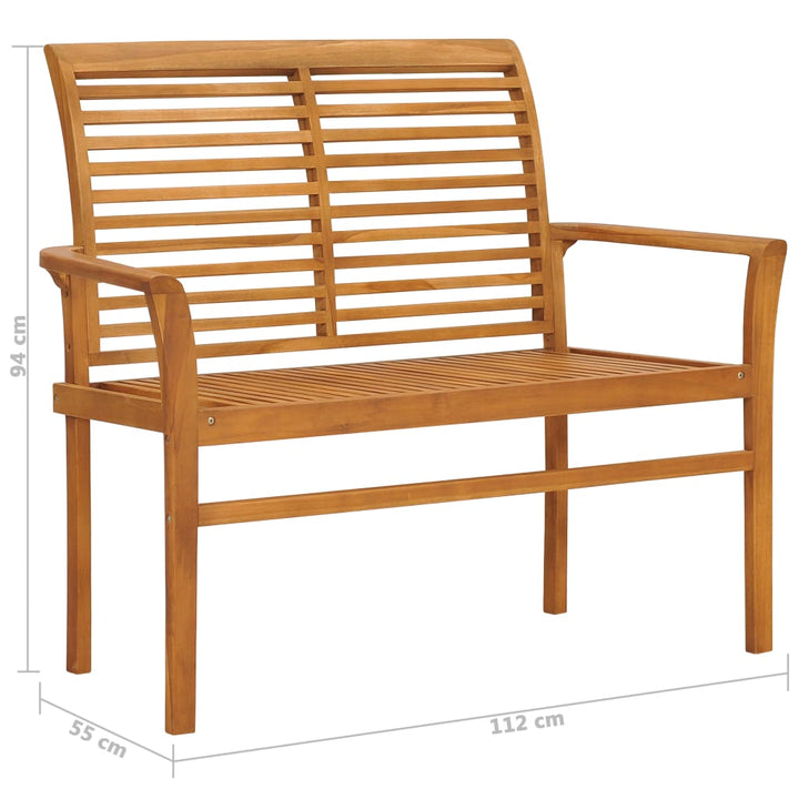 Gartenbank Mit Auflage 112 Cm Massivholz Teak