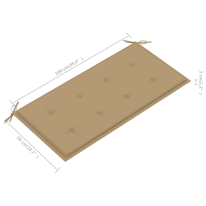 Gartenbank Mit Auflage 112 Cm Massivholz Teak