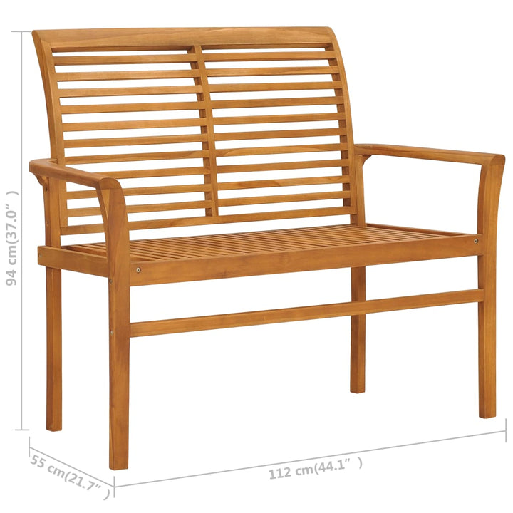 Gartenbank Mit Auflage 112 Cm Massivholz Teak