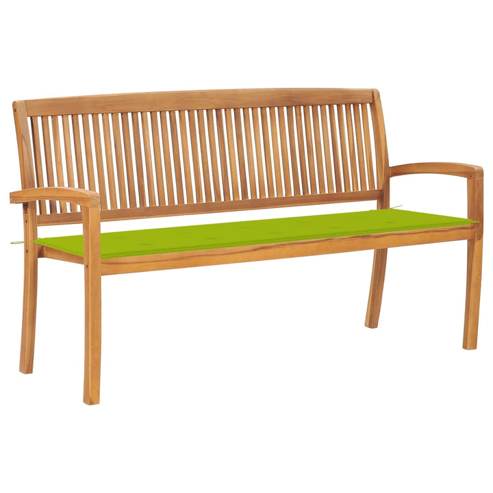 Stapelbare Gartenbank Mit Auflage 128,5 Cm Massivholz Teak